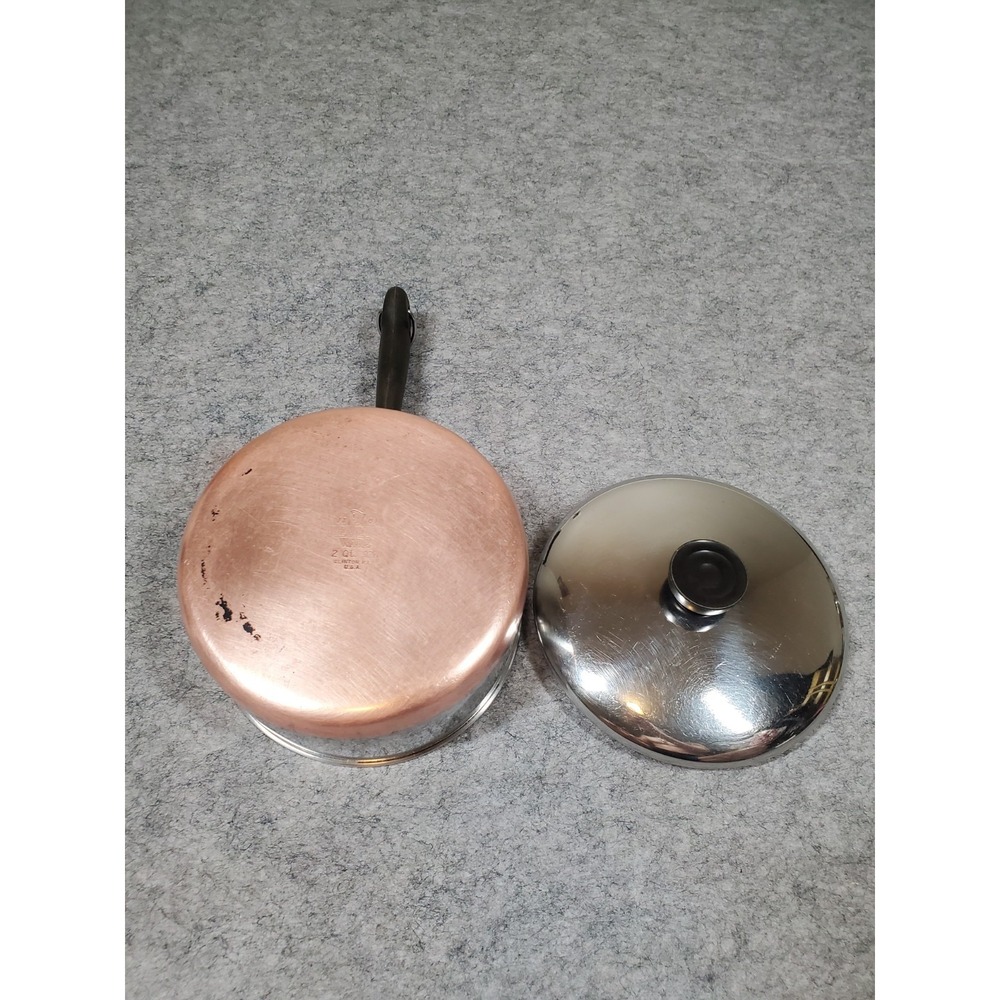 REVERE WARE 2 qt 92h Saucepan & Lid Copper Bottom Clinton IL USA VTG